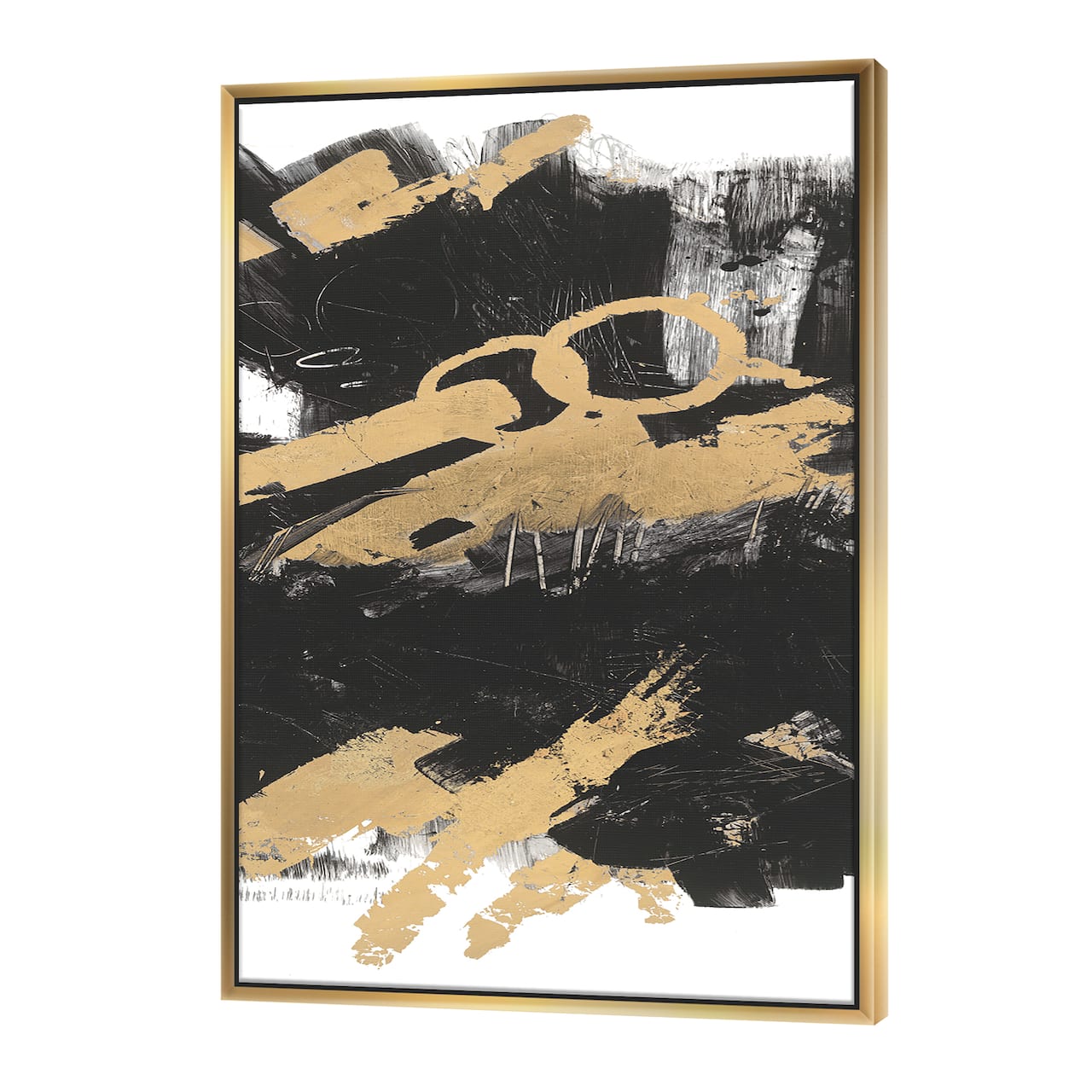 Designart - Gold and Black drift IV - Glam Canvas in Gold Frame